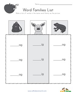 Og word family worksheets all kids network