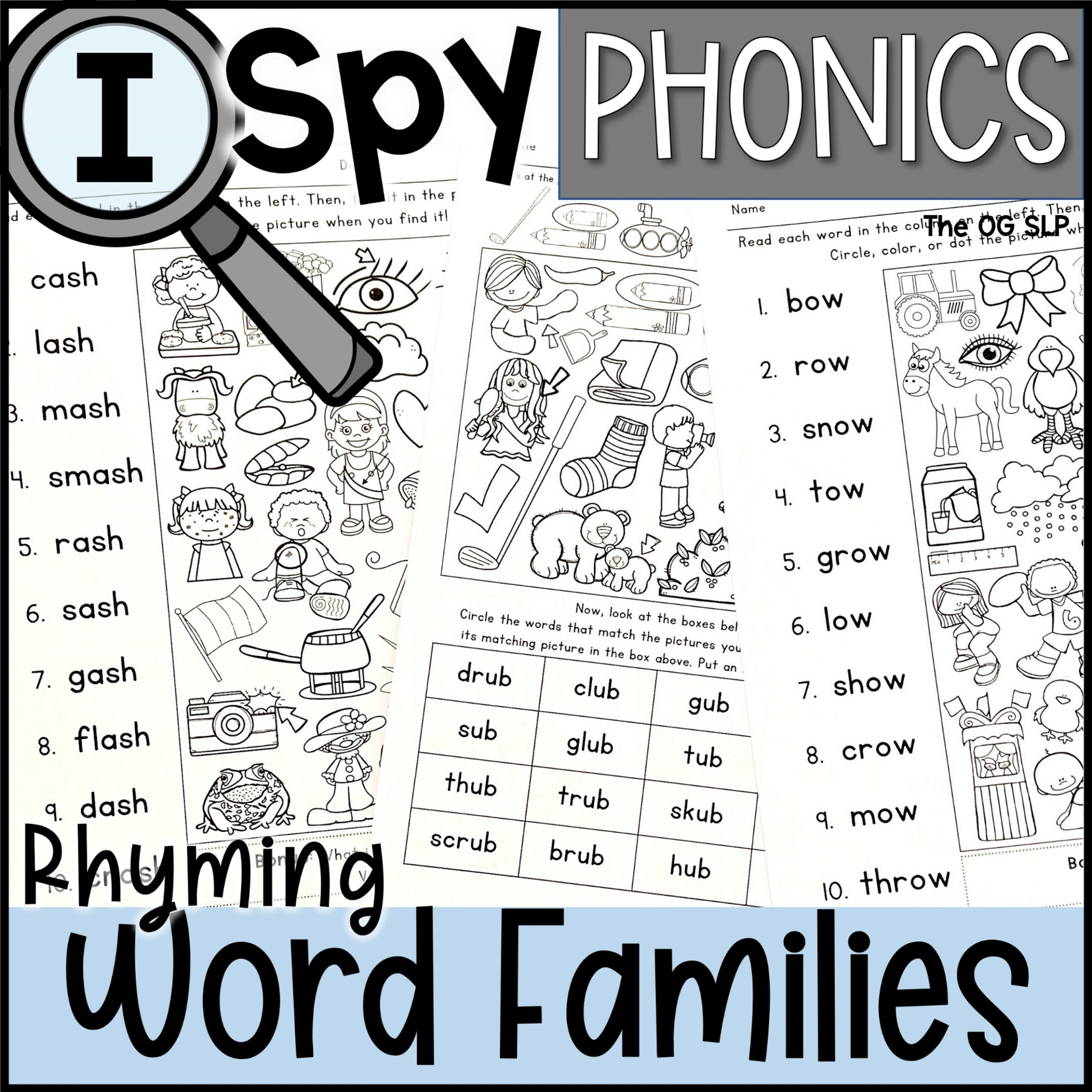 I spy coloring pages rhyming word families