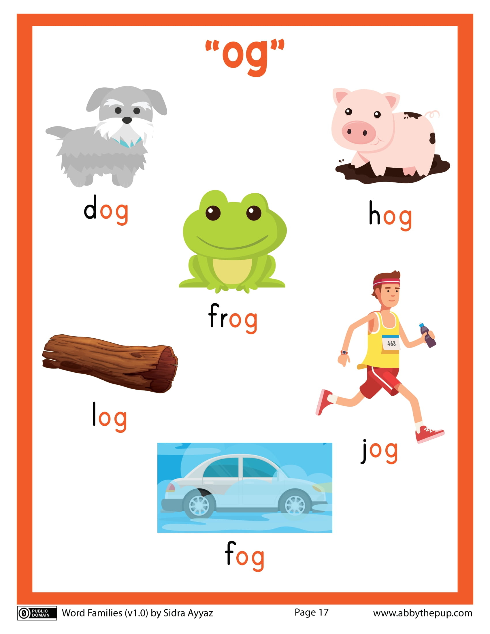 English word family og flash card free printable papercraft templates