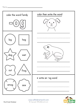 Og word family worksheet all kids network