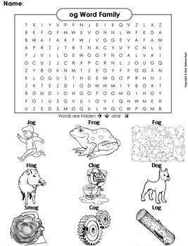 Og word family activity phonics word search worksheet by science spot