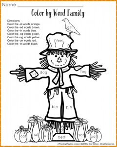 Fall word families worksheets for kindergarten or st grade