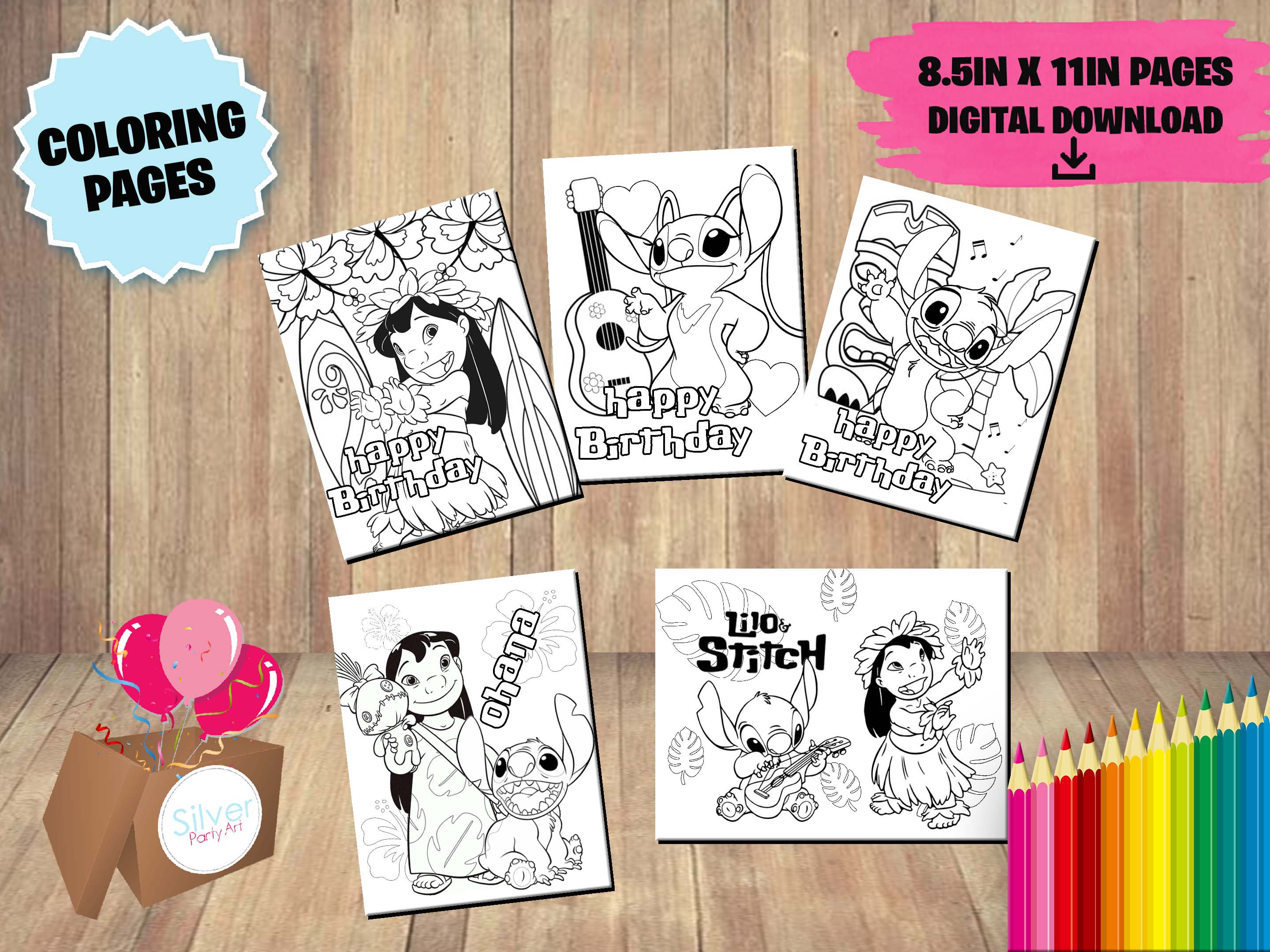 Pack lilo and stitch for coloring pages instant download lilo and stitch movie black and white drawings for babys instant download