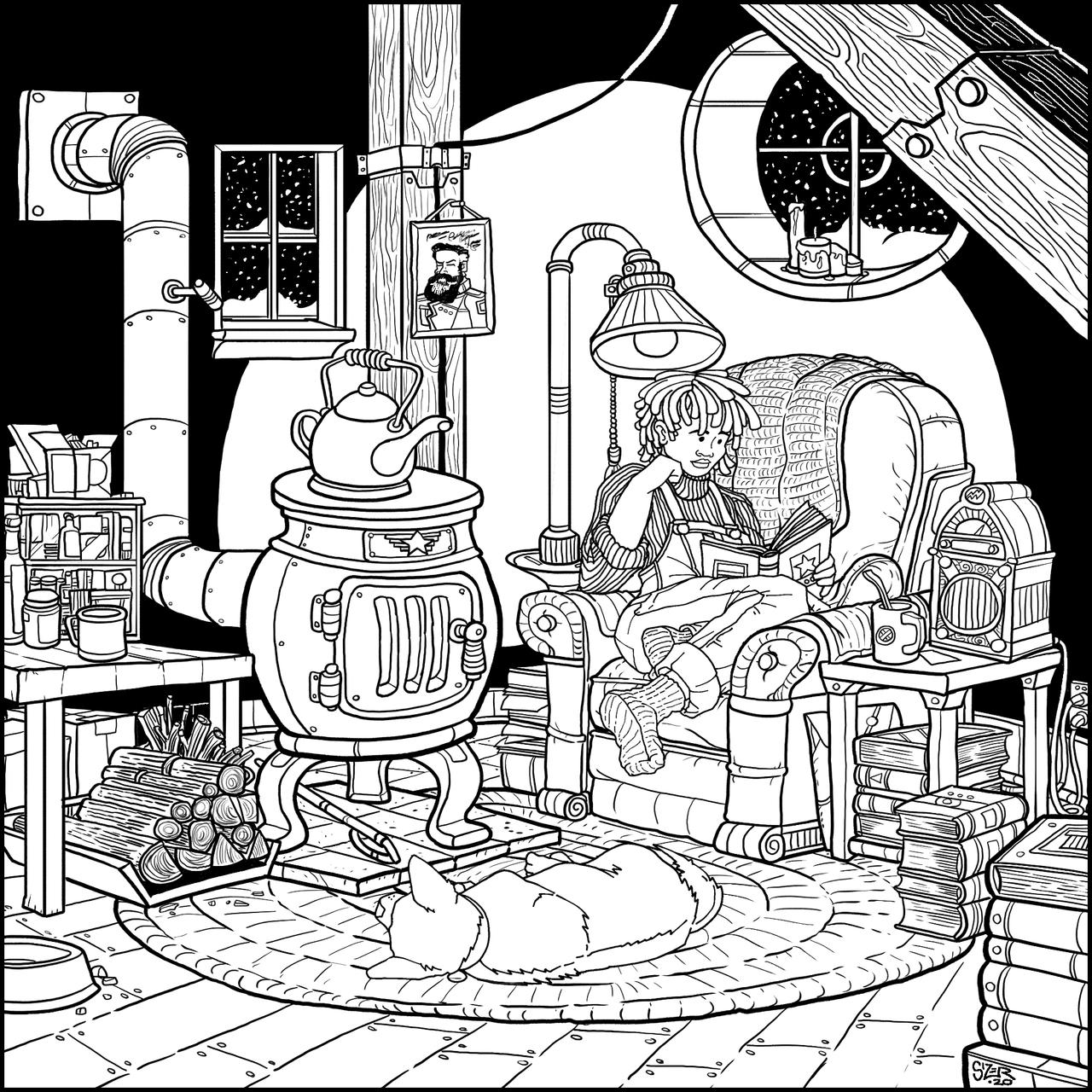 Reading nook coloring page by paulsizer on