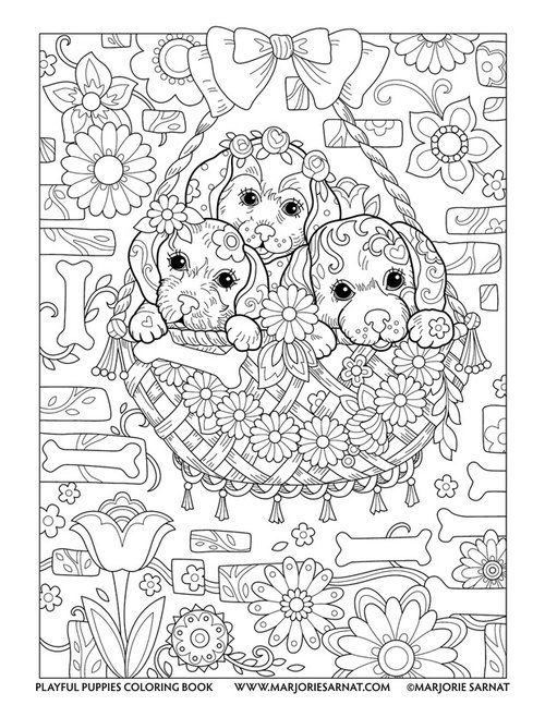 Hanging basket puppy coloring pages dog coloring book animal coloring pages