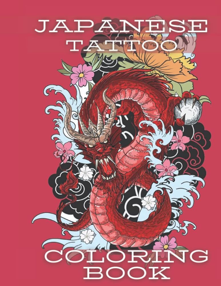 Japan tattoo coloring book unique tattoo designs for coloring as a template for training sessions or as a body tattoo template japanese coloring book