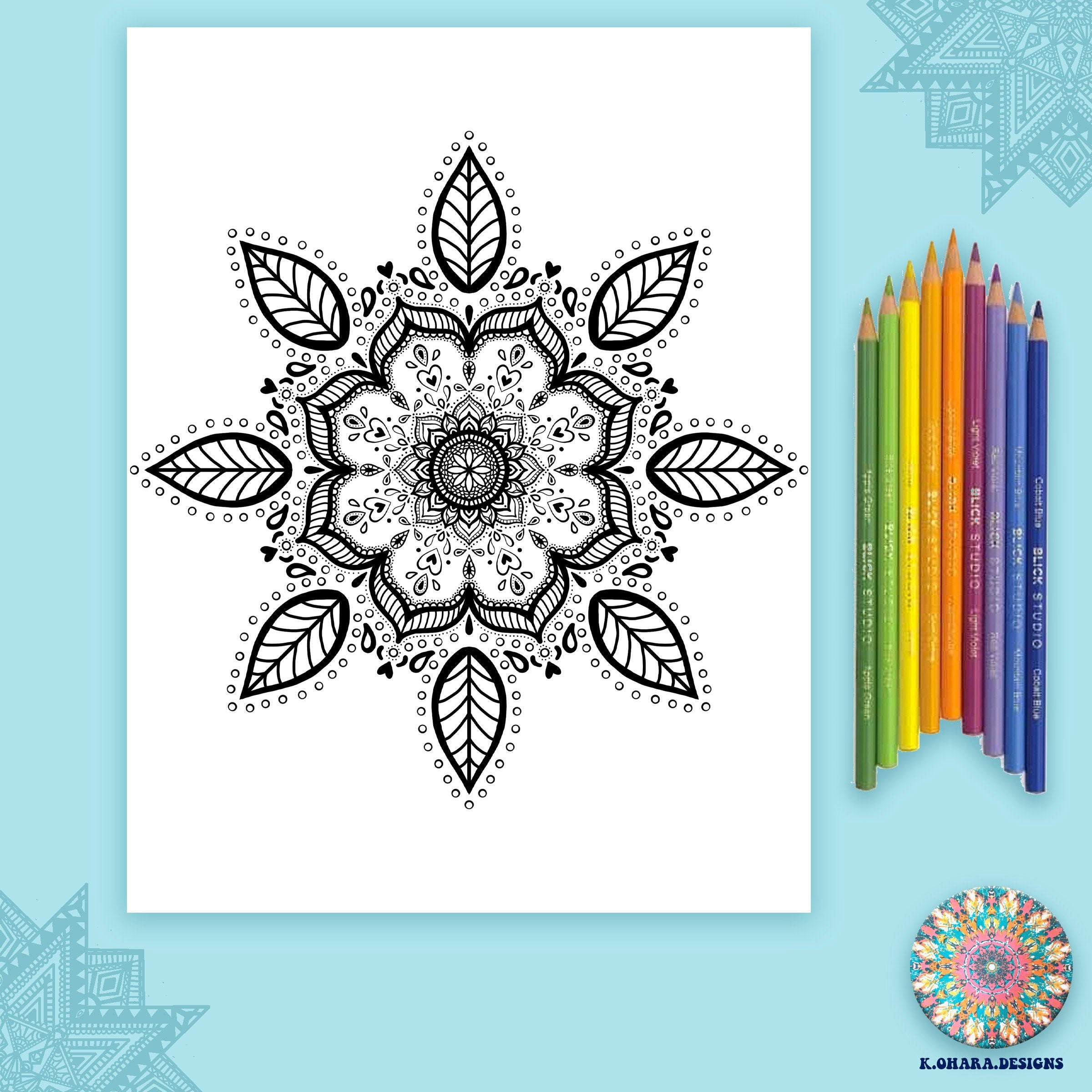 Printable flower mandala coloring page