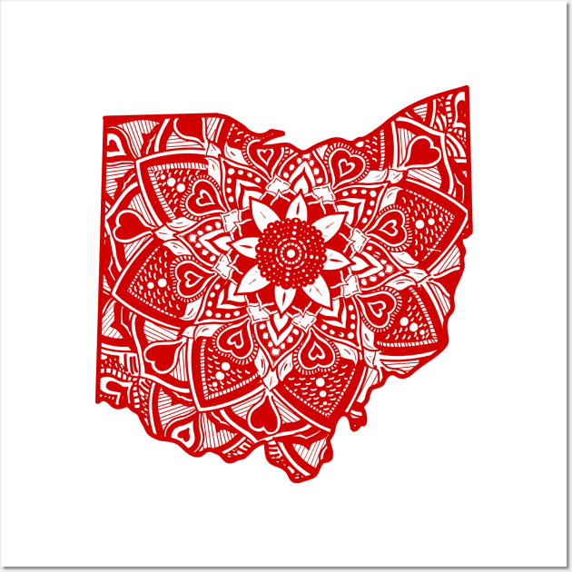 Red ohio state gift mandala yoga oh art