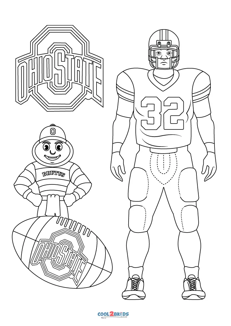 Free printable ohio state buckeyes football coloring pages for kids