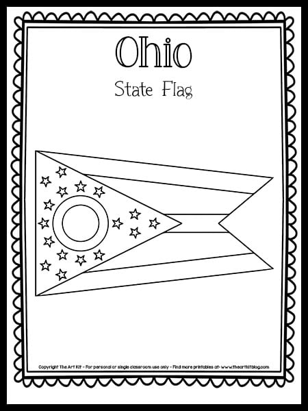 Ohio state flag coloring page free printable â the art kit