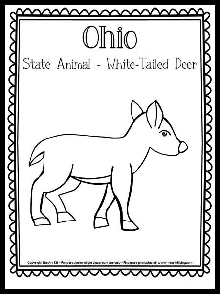 Ohio state animal coloring page white