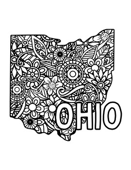 Ohio coloring pages state name shape floral mandala by fresh hobby