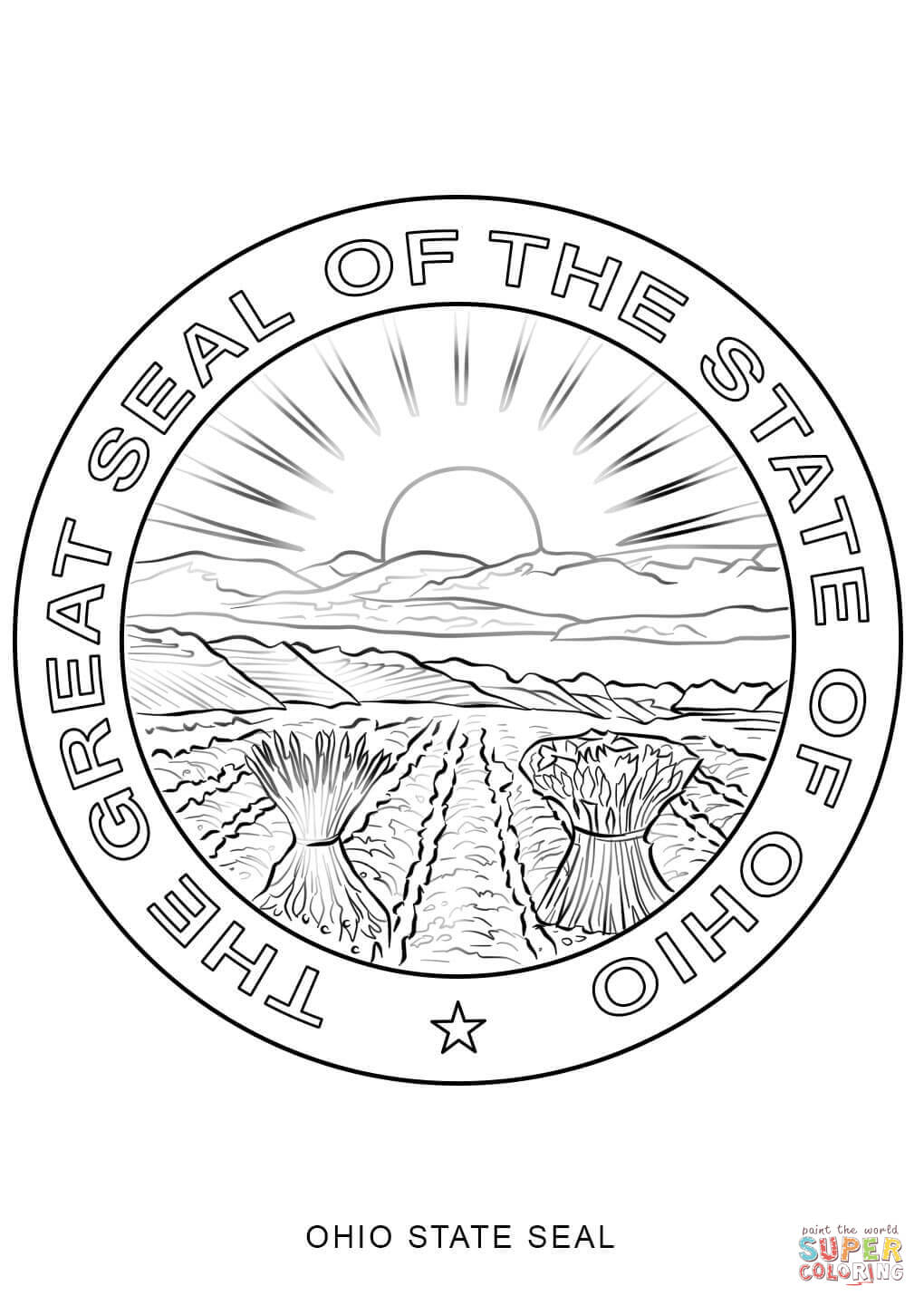 Ohio state seal coloring page free printable coloring pages