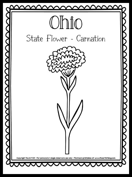 Ohio state flower coloring page carnation free printable â the art kit