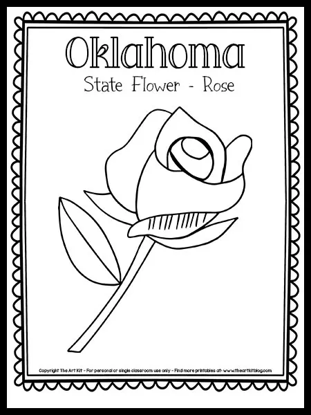 Oklahoma state flower coloring page the rose free printable â the art kit