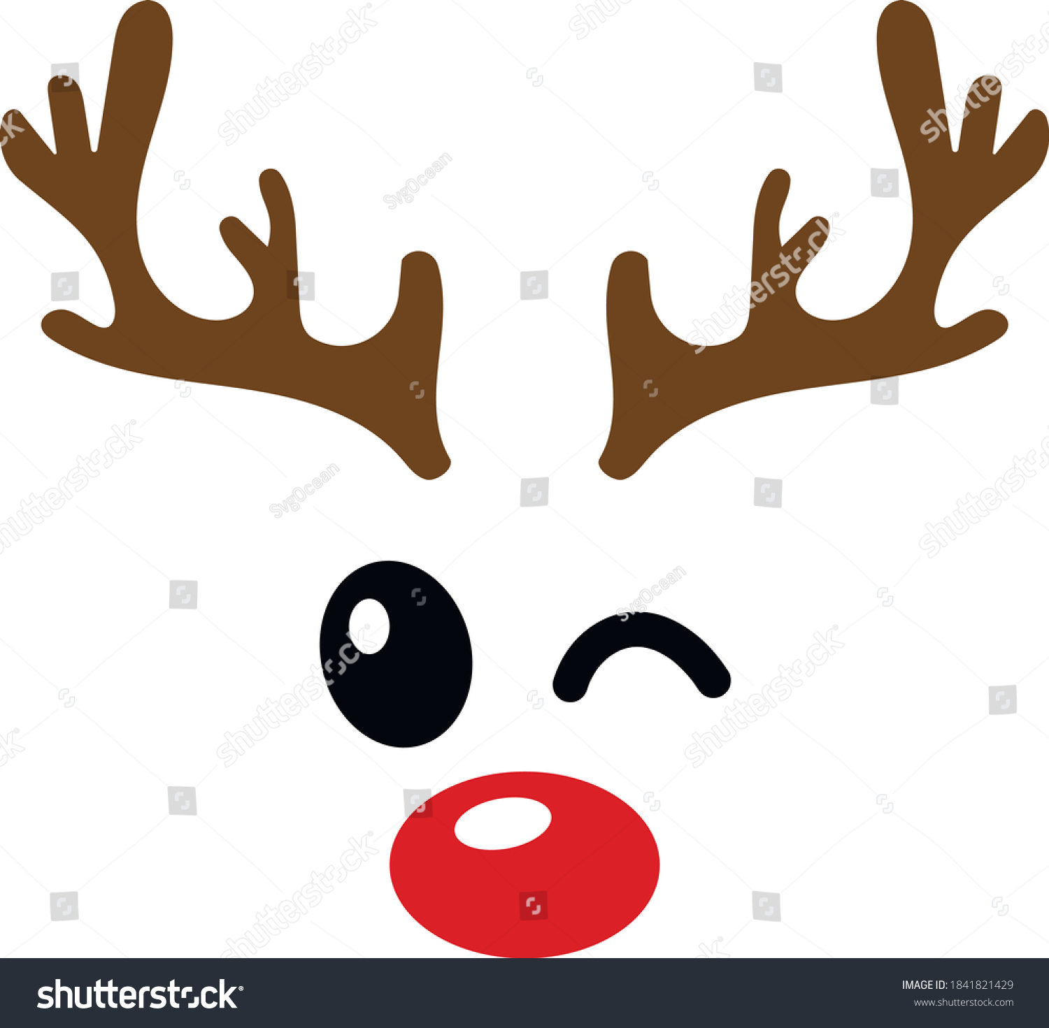 Cute deer face deer eyes horns stock vector royalty free