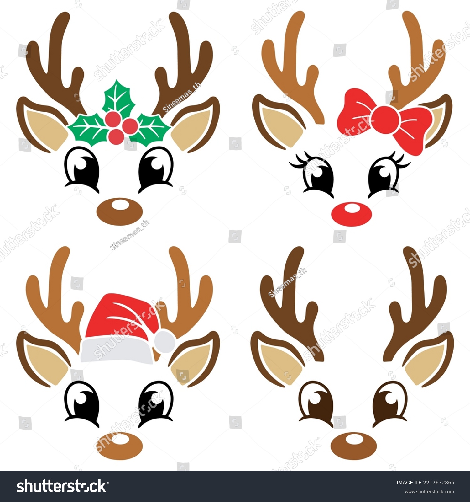 Christmas reindeer facevector illustration cute reindeer stock vector royalty free