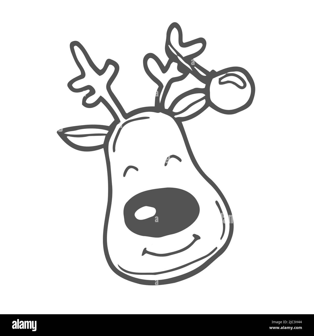 Cute deer face cartoon black and white stock photos images