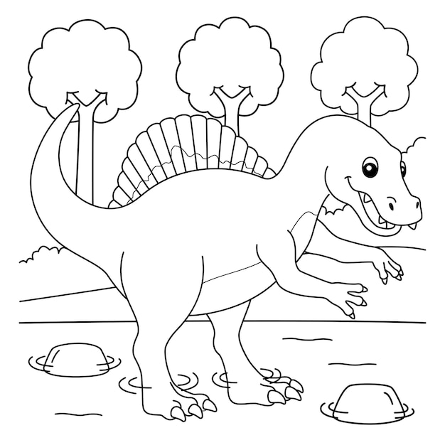 Premium vector spinosaurus coloring page for kids