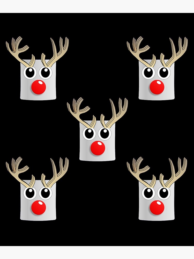 Marshmallow reindeer with black eyes and red nose art print for sale by sitnshop