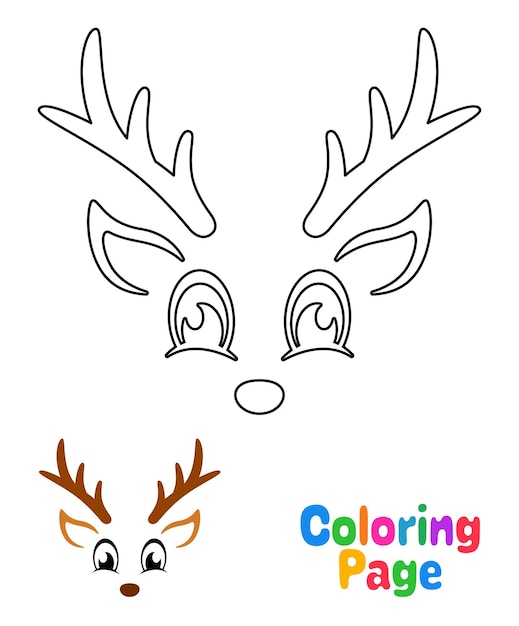 Premium vector coloring page with reindeer face for kids