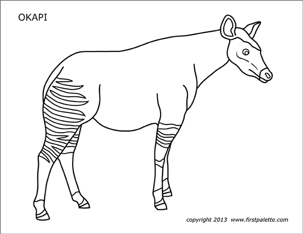 Okapi free printable templates coloring pages