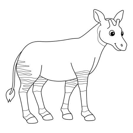 Okapi animal isolated coloring page for kids