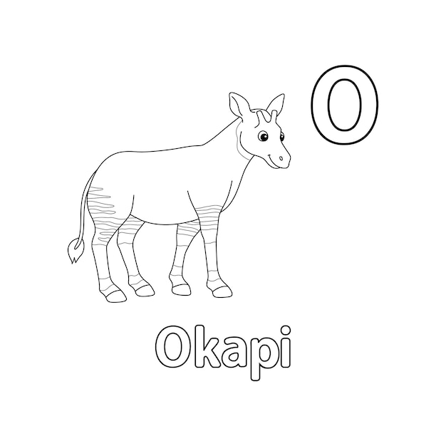 Premium vector okapi animal alphabet abc isolated coloring page o