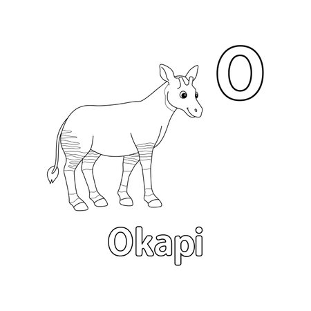 Okapi animal alphabet abc isolated coloring page o