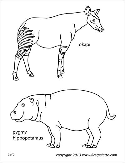 Okapi free printable templates coloring pages