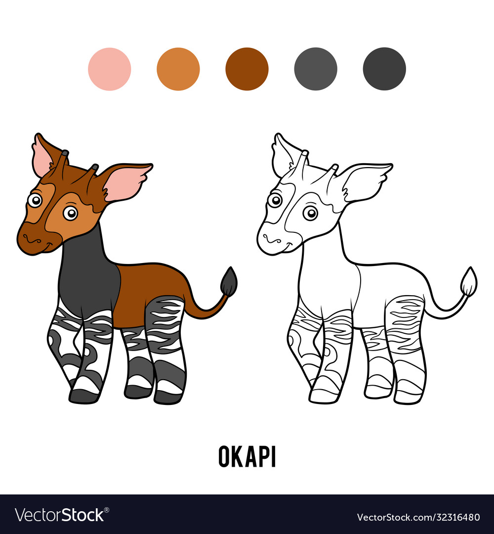 Coloring book okapi royalty free vector image