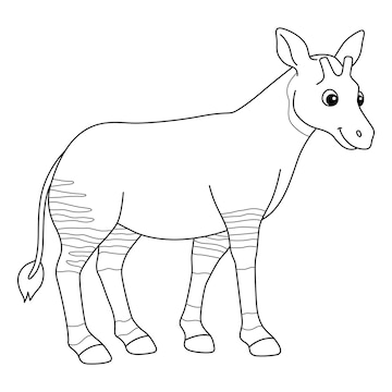 Premium vector okapi animal isolated coloring page for kids