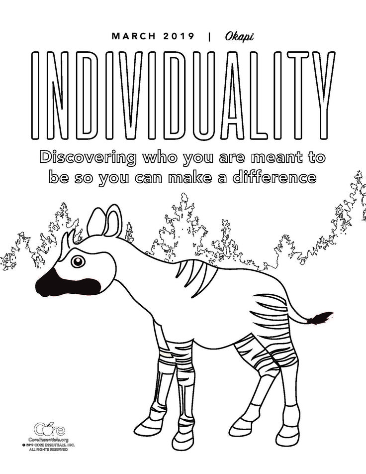 Individuality coloring page coloring pages okapi individuality