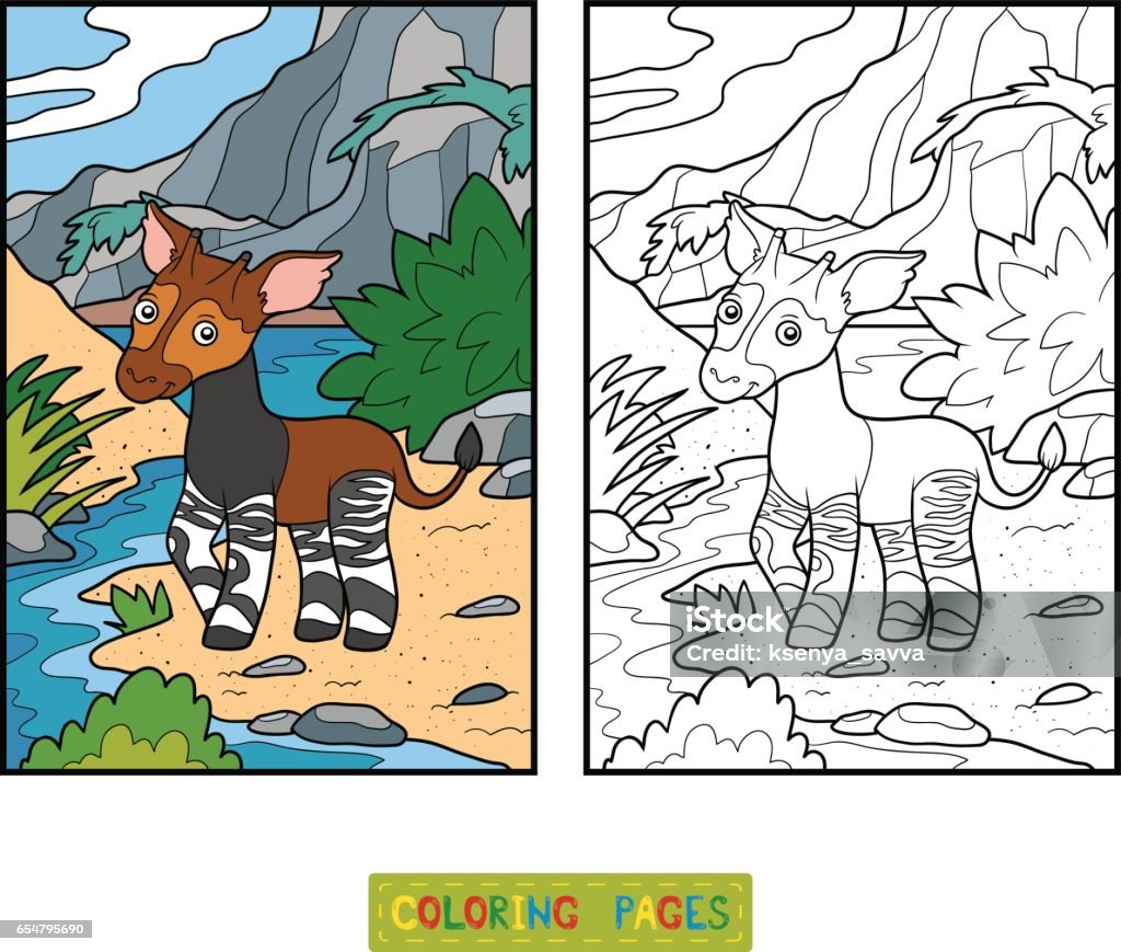 Coloring book okapi stock illustration