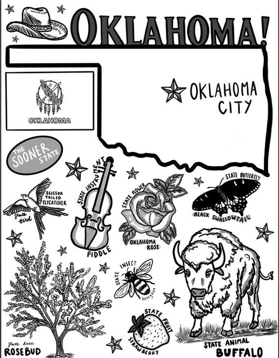 Oklahoma coloring page instant download