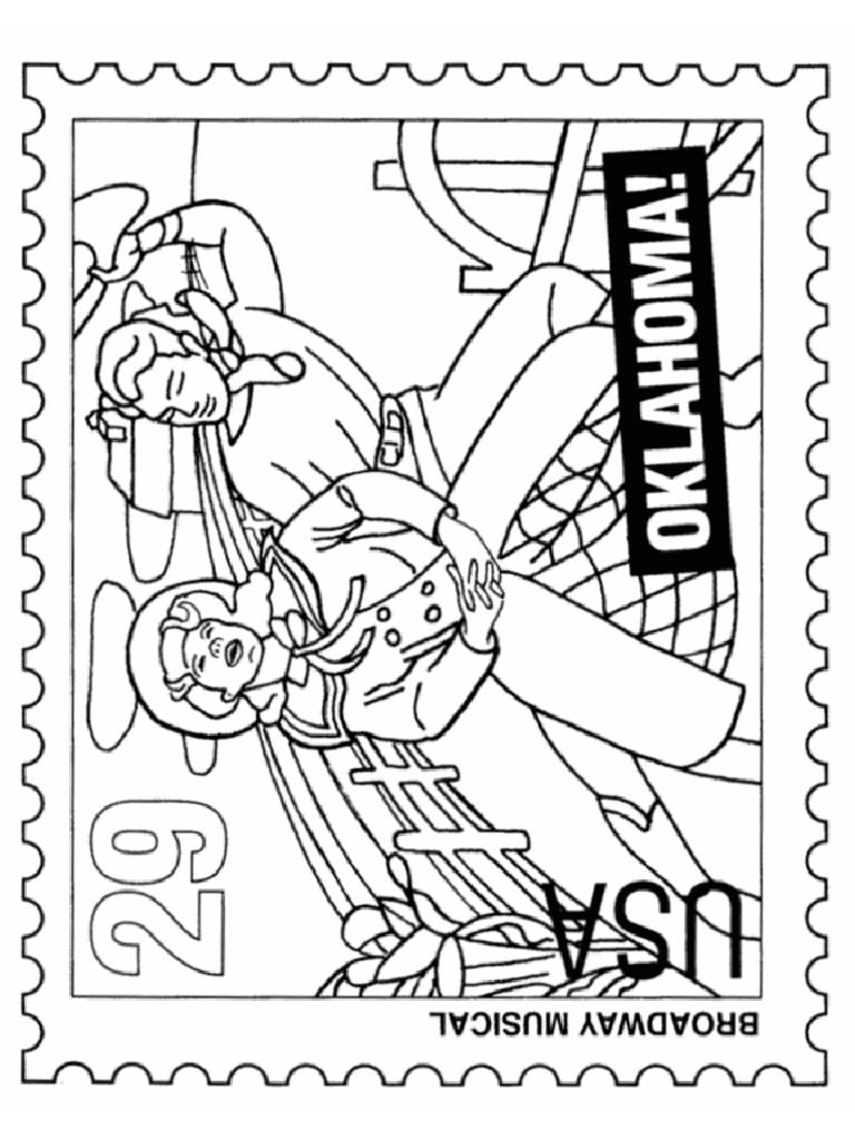 Oklahoma musical rogers and hammerstein stamp coloring page pdf