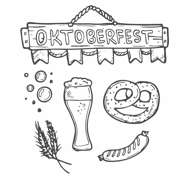 Oktoberfest drawing vectors illustrations for free download