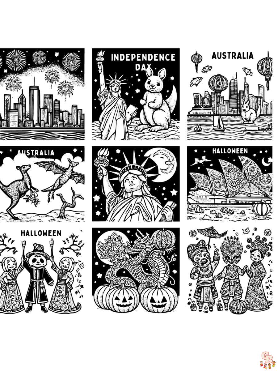 Printable holidays around the world coloring pages free