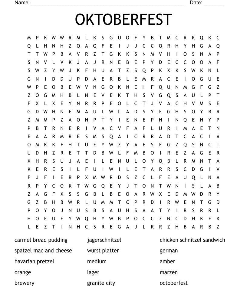 Oktoberfest word search