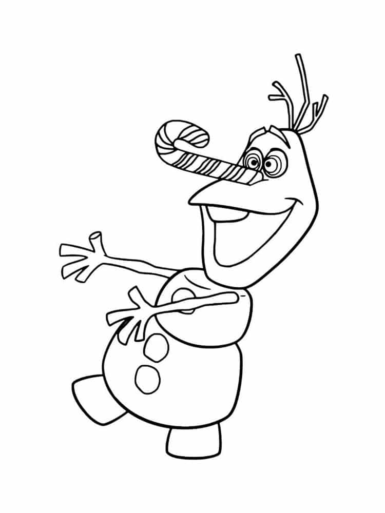 Olaf and a christmas candy coloring page