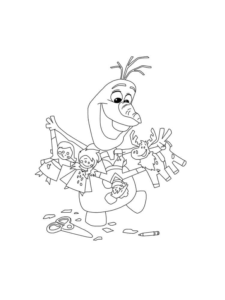 Olaf with paper cutouts coloring page