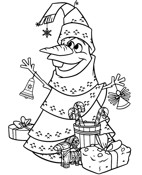 Olaf frozen coloring page for christmas