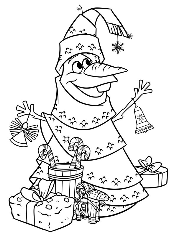 Christmas tree olaf coloring page