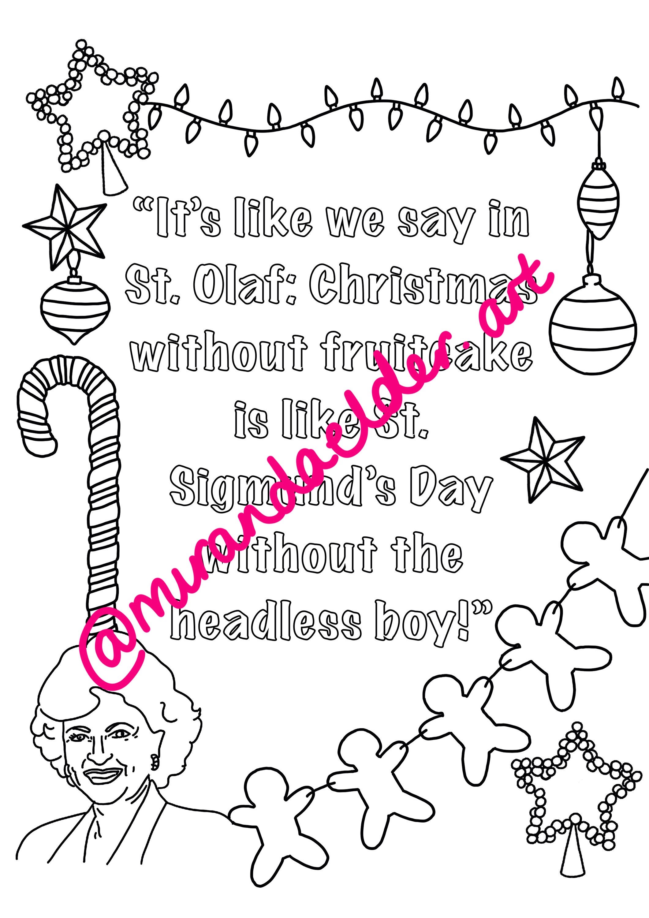 The golden girls christmas colouring sheets digital download instant download