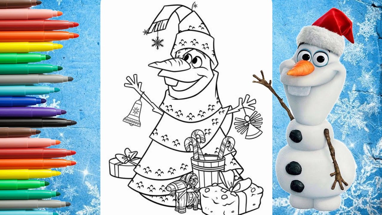 Coloring olaf in christas frozen aniation festive coloring fun