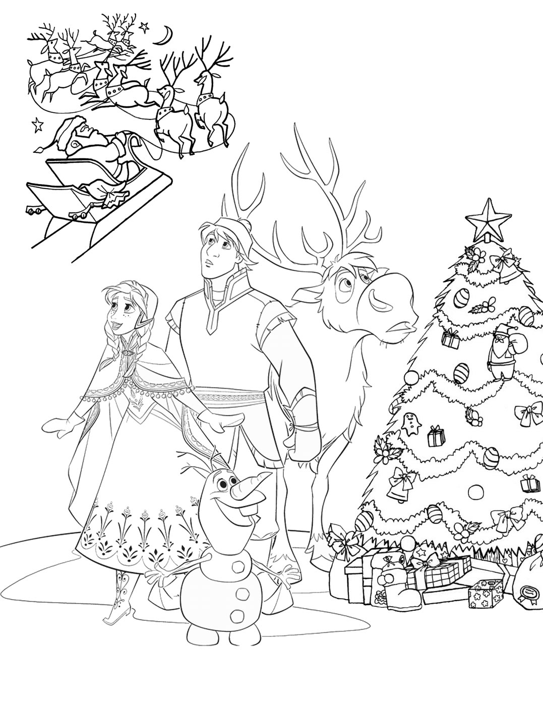 Frozen christmas coloring pages