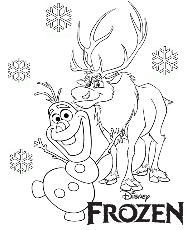 Sven olaf coloring page for kids frozen