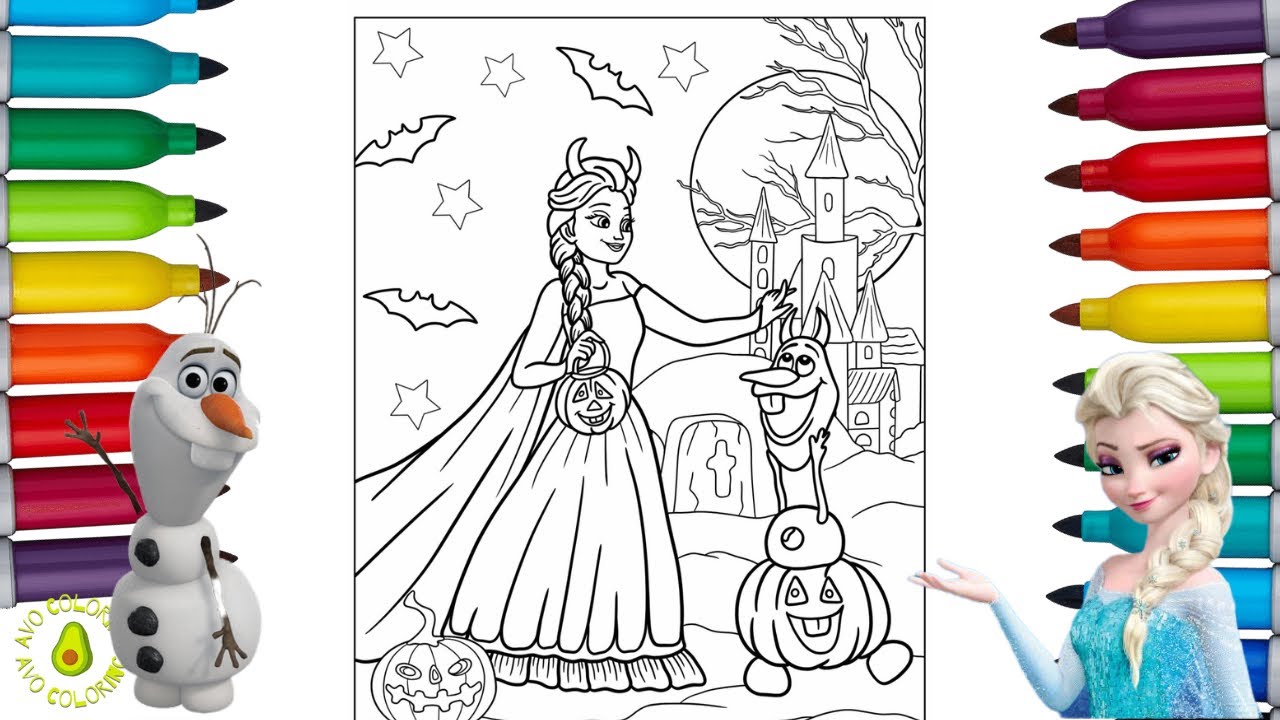 Disney frozen halloween coloring pages elsa and olaf coloring pages ncs music