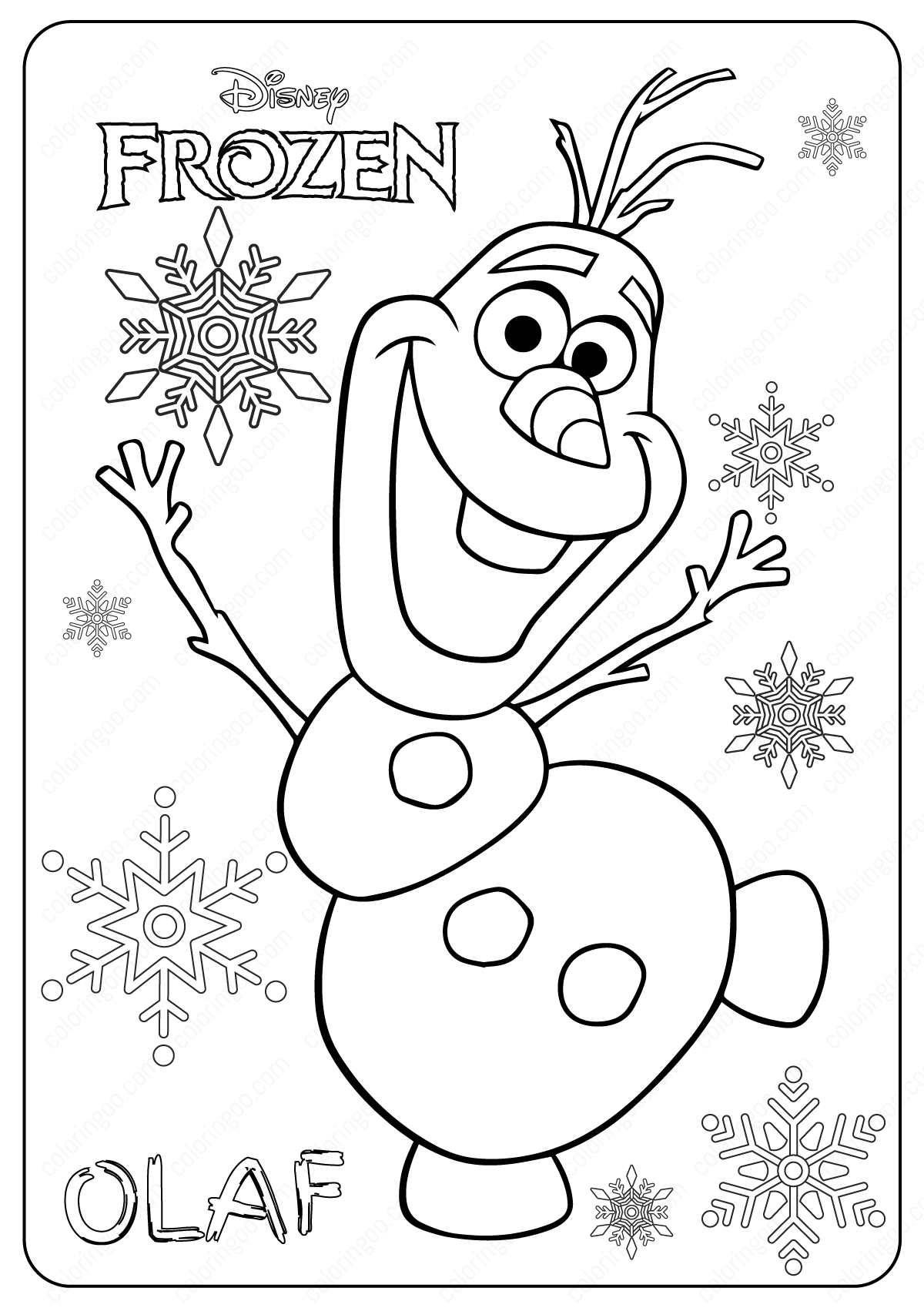 Free printable frozen olaf coloring pages