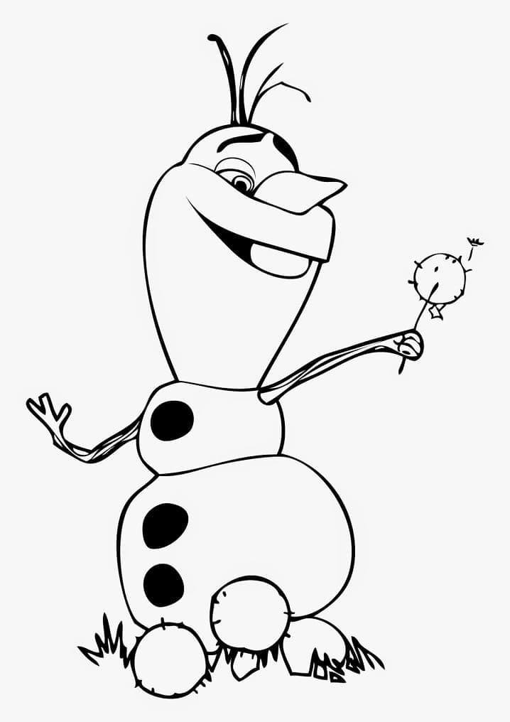 Funny olaf in frozen coloring page